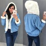 Джинсовка с карманами в белым мехом LE  34190-175969