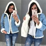 Джинсовка с белым меховым капюшоном LE 34041-175057