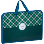 Папка с ручками А4 ArtSpace "Зеленая шотландка", ручка тесьма, пластик, 40мм, ПТ-14_25618