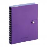 Ежедневник А5 недатированный ErichKrause® Soft Touch, цвет: фиолетовый, на спирали, с хлястиком на кнопке, тонированная бумага