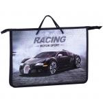 Папка с ручками А4 "Motor sport" пластик, ручка шнурок, на молнии, 75мм, ПТ-15_4_25570