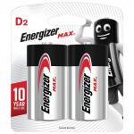 Батарейки ENERGIZER Max, D (LR20, 13А), алкалиновые, КОМПЛЕКТ 2 шт, в блистере, (ш/к 26823)