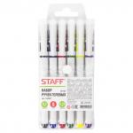 Ручки гелевые с грипом STAFF НАБОР 6шт., АССОРТИ, корпус белый, 0,5мм, линия 0,35мм, GP133
