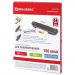 Пленки-заготовки д/ламинирования АНТИСТАТИК, А4, КОМПЛЕКТ 100шт, 100 мкм, BRAUBERG, 531793