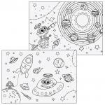 Альбом д/рис. А4 24л., скоба, обложка картон, с раскраской, ЮНЛАНДИЯ, 202х285мм, Юнландик в космосе