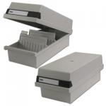 Картотека пластиковая ФОРМАТ А6 (148х105мм) гориз. на 1300 карт,с крышкой,сер,HAN(Германия),НА956/11