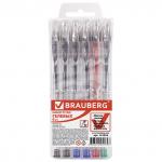 Ручки гелевые BRAUBERG НАБОР 6шт., АССОРТИ, Jet, узел 0,5мм, линия 0,35мм, 141024