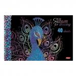 Альбом д/рис. А4 40л., спираль, 3D фольга и 3D лак, HATBER, 205х300мм, Мозаика (5 видов),40А4лофлВсп