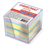 Блок для записей ОФИСМАГ в подставке прозрачной, куб 9*9*9 см, цветной, 127799