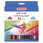 Карандаши цветные ПИФАГОР "БЫСТРЕЕ! ВЫШЕ! СИЛЬНЕЕ!", 24 цв., классические заточенные, 181358