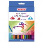 Карандаши цветные ПИФАГОР "БЫСТРЕЕ! ВЫШЕ! СИЛЬНЕЕ!", 36 цв., классические заточенные, 181359