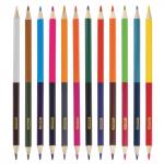 Карандаши двусторонние ПИФАГОР "ВЕСЕЛАЯ АКУЛА", 12 штук, 24 цветов, заточенные, европодвес, 181363