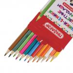 Карандаши двусторонние ПИФАГОР "ЭНИКИ-БЕНИКИ", 12 штук, 24 цветов, заточенные, европодвес, 181365