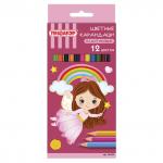 Карандаши цветные ПИФАГОР "ФЕЯ", 12 цв., пластиковые, классические заточенные, 181338