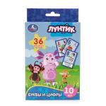 КАРТОЧКИ РАЗВИВАЮЩИЕ "УМКА" ЛУНТИК. УЧИМ АЛФАВИТ И ЦИФРЫ (36 КАРТОЧЕК) В КОР. в кор.50шт