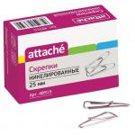 Скрепки Attache металлические никелированные 25 мм (100 штук в упаковке)