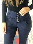Джеггинсы с начесом высокий пояс тем-синие 6318 3376 AN