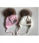 Шапка с цветами и помпоном AN-192001