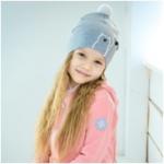 Двойная шапка Rabbit с отворотом (Шапка с помпоном "мишки" Artdecor)