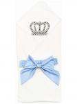 Плед трикотажный с короной и бантом "Император" (голубой бант)