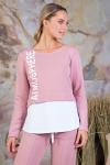 Джемпер пыльная роза+белый  (Б-129-1)
