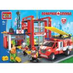 ГАЗ конструктор "Город мастеров" газель: пожарная станция, с фигурками, 384дет. в кор. в кор.2*8шт