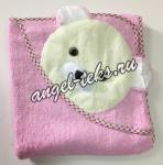 Детский уголок для купания МИШКА, 100% хлопок, цвет розовый