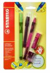 НАБОР STABILO LEFTRIGHT Д/ПРАВШЕЙ: ШАРИКОВАЯ РУЧКА, МЕХАНИЧЕСКИЙ КАРАНДАШ, ГРИФЕЛИ, ЛАСТИК, ТОЧИЛКА, КОРПУС РОЗОВЫЙ-ЗЕЛЕНЫЙ, БЛИСТЕР