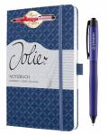 Блокнот Sigel Jolie® + ручка STABILO Palette. Жесткий переплет, линейка, эластичная резинка, петля для ручки, внутренний карман, 16 перфорированных листов, закладка. 174 стр, 80 гр, А5 135x203x16 мм. Цвет синий