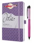 Блокнот Sigel Jolie®  + ручка STABILO Palette. Жесткий переплет, линейка, эластичная резинка, петля для ручки, внутренний карман, 16 перфорированных листов, закладка. 174 стр, 80 гр, А5 135x203x16 мм. Цвет сиреневый