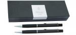 FIFTH AVENUE АВТОМАТИЧЕСКАЯ ШАРИКОВАЯ РУЧКА + МЕХАНИЧЕСКИЙ КАРАНДАШ В ФУТЛЯРЕ С ПОКРЫТИЕМ ПОД КОЖУ, ЧЕРНЫЙ КОРПУС
