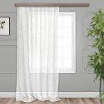 Штора Тюль лен деворе ”Листья”  молочный 150*275