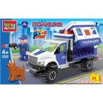 ГАЗ конструктор "Город мастеров" газ некст патруль с собакой, с фигуркой, 84дет. в кор. в кор.2*18шт