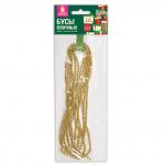 Бусы елочные ЗОЛОТАЯ СКАЗКА, диаметр 4 мм, длина 2,7 м, золотистые, 591139