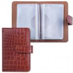 Визитница/кредитница однорядная GALANT "Contract" на 24 карты,под кож.крокодил,застеж, коричн,235397