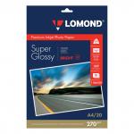 Фотобумага для струйной печати А4, 270 г/м2, 20 листов, односторонняя суперглянцевая, LOMOND 1106100