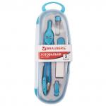 Готовальня BRAUBERG "Modern", 5 предметов: циркуль 135мм, резинка, точилка, отвёртка, грифель,210665