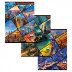 Тетрадь А4 48л. HATBER скоба, клетка, обложка картон, МЕТРОПОЛИС (3 вида), 48Т4B3