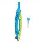 Готовальня ЮНЛАНДИЯ, 2 предмета: пластиковый циркуль 120мм, грифель, пенал, ассорти, 210656