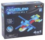 99003  Светящийся конструктор Crystaland ВЕРТОЛЕТ 4 в 1, (50 дет. + 1светящ. эл-т.)1/24