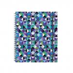 Тетрадь общая с пластиковой обложкой на спирали  Cubes, А5+, 80 листов, клетка, на резинке