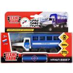 МАШИНА "ТЕХНОПАРК" МЕТАЛЛ. ИНЕРЦ. УРАЛ БУДКА ПОЛИЦИЯ 12СМ, ОТКРЫВ. ДВЕРИ В РУСС. КОР. в кор.2*24шт