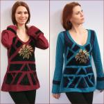 Туника принт ЦВЕТОК RT727 трикотаж, хлопок, нашивки бархат р-ры S-XL Непал