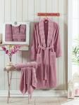 Набор из женского халата и полотенец Philippus Zenit, брусничный, р. 52                             (mt-104444)