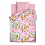 КПБ 1.5 хлопок 'Непоседа' (70х70) рис. 8864-1/розовый-1 Девочка и Лошадка                             (522391)