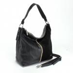 Сумка женская иск/кожа+нат/замша VF-571921-6-E,  1отд+еврокарм,  плечевой ремень,  черный 224668