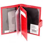 Обложка для авто+паспорт Premier-О-178 (5 внут карм,  двойная стенка)  натуральная кожа красный-алый кайман (15)  166439