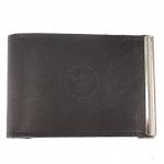 Зажим для купюр Croco-зк-300 (карм на мелочи,  2 кнопки)  натуральная кожа черный шора (1000)  221383