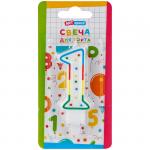 Свеча для торта с держателем ArtSpace "Цифра 1", 8,5см, блистер, C1_26603