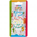 Свеча для торта с держателем ArtSpace "Цифра 5", 8,5см, блистер, C5_26611